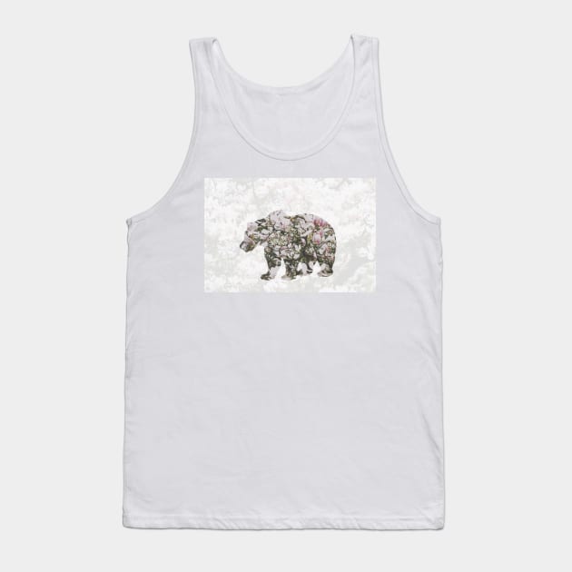 Double Exposure: Bear and Flowers Tank Top by mooonthemoon